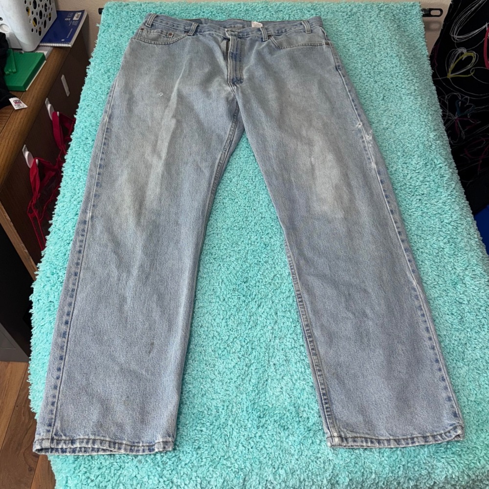 Levis 505 Mens Jeans‎ Regular Fit Straight Leg Light Wash Distressed Denim vtg